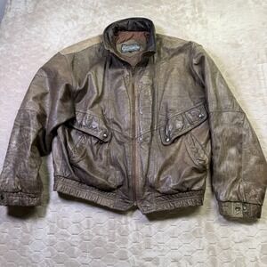VTG Members Only Brown Leather Men's Jacket Sz 46 Worn Nice Patina See Pics